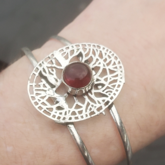 New Garnet 925 Silver Cuff Bracelet. - Picture 6 of 14